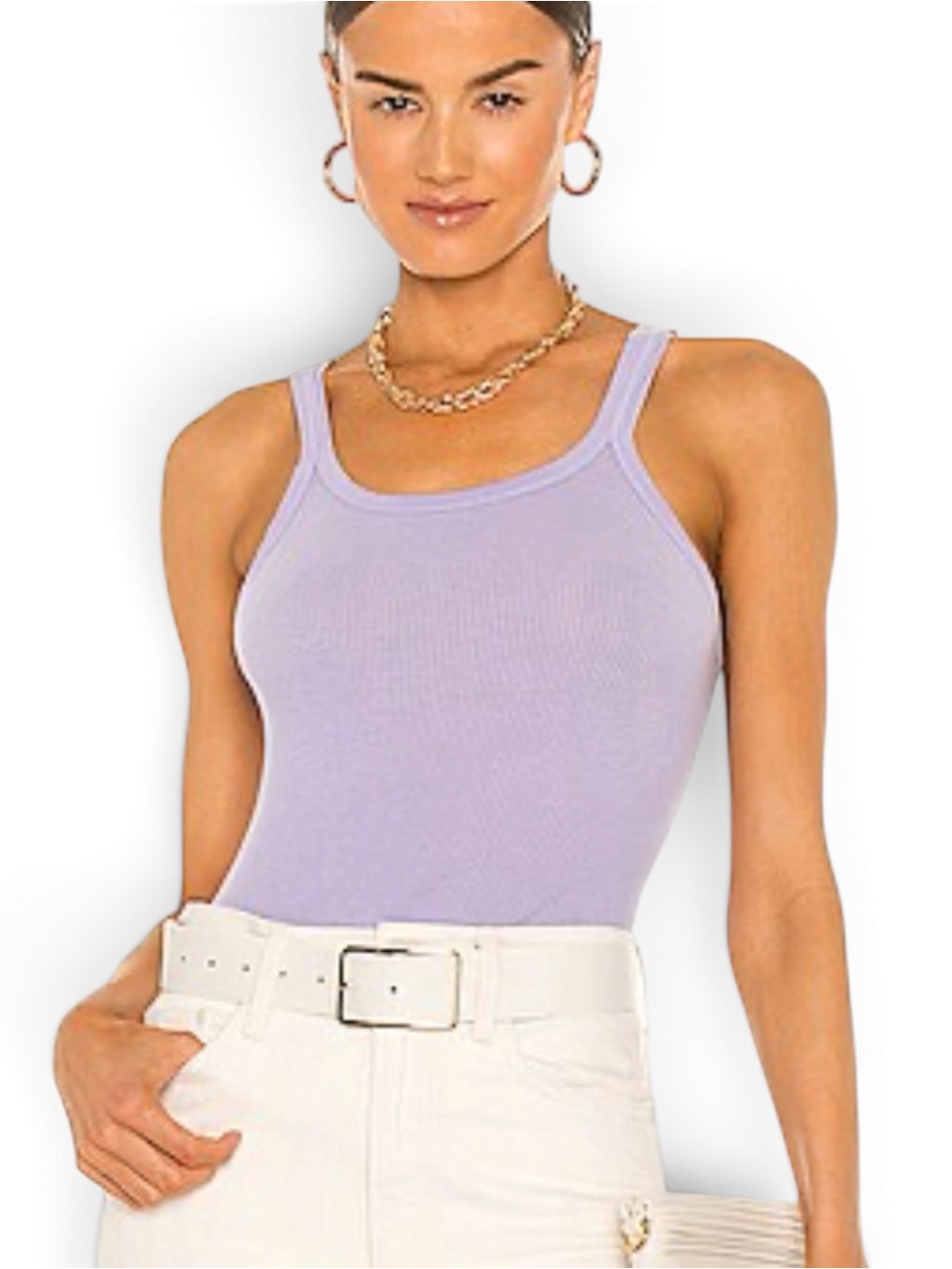 RE/DONE x Hanes Ribbed Tank Top Faded Orchid 100% Cotton Made in USA Size Large